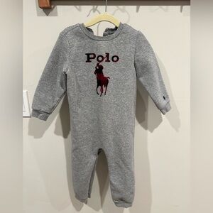 Ralph Lauren Buffalo Check Big Pony Fleece Baby Coverall. Size 24 months polo